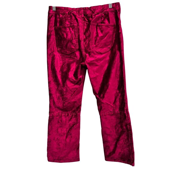 Free People Crushed Velvet Cropped Flared Pants, Magenta, 31 - Picture 3 of 13